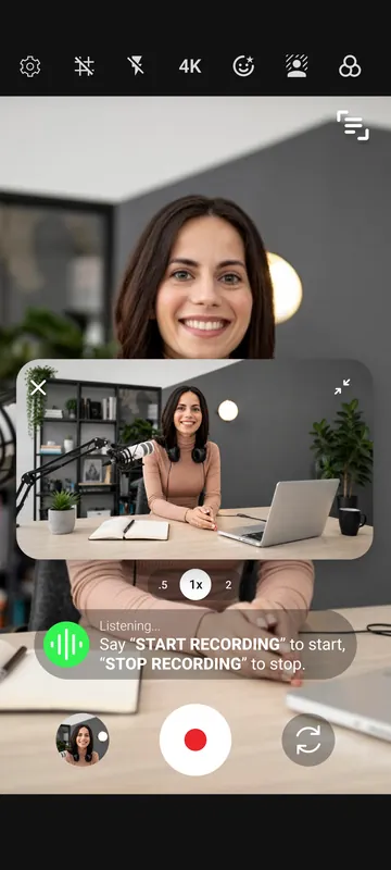 Shootsolo recording in portrait with a large landscape preview of the same shot