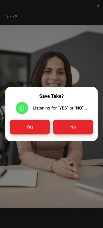 Shootsolo asking Save Take? and listening for Yes or No